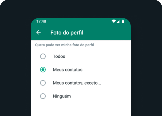 captura de tela das configurações de privacidade da foto do perfil no app WhatsApp