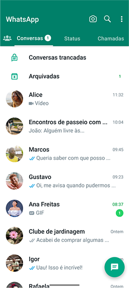 plataforma do WhatsApp mostrando os recursos de bloqueio e arquivamento de conversas